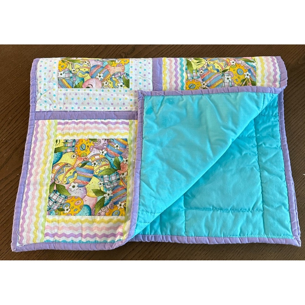 Handmade Quilted Table Runner Easter Eggs Spring Easter Patchwork 18'' x 56''
